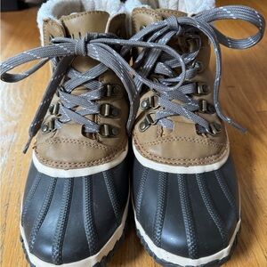 Brown and Gray Lace-Up Winter Boots